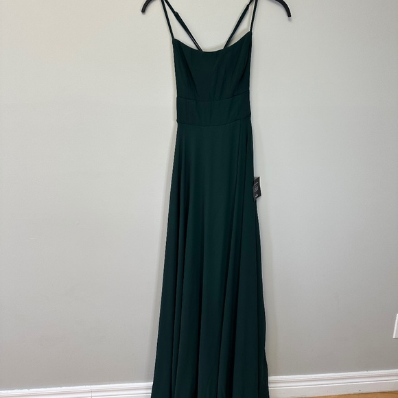 Forest green maxi high leg slit gown - Picture 1 of 3
